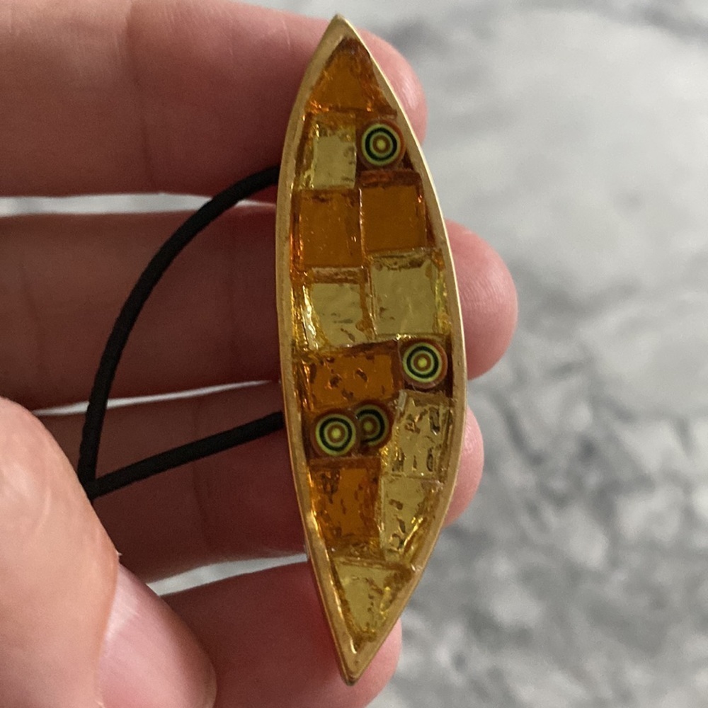Micromosaic Glass Pendant Necklace with Leather Strap Made in Italy
